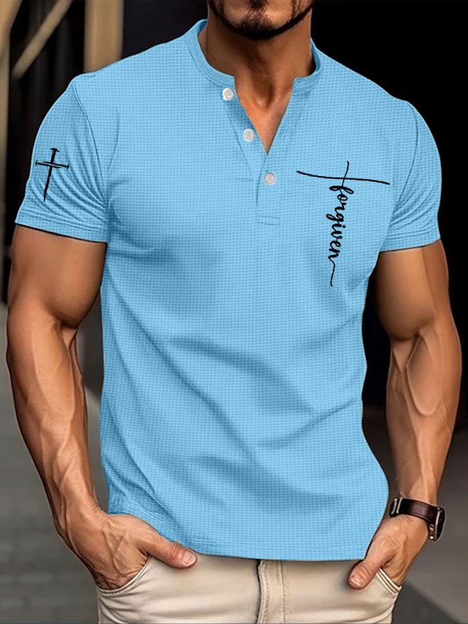 Men's Stylish Casual Faith Waffle Henley Shirt