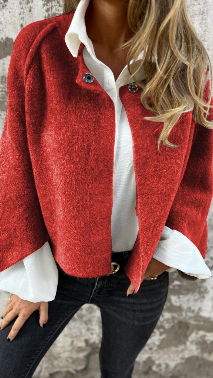 NEW IN- 49% OFF🔥Women's Cotton Woolen Round Neck Woolen Long Sleeve Coat