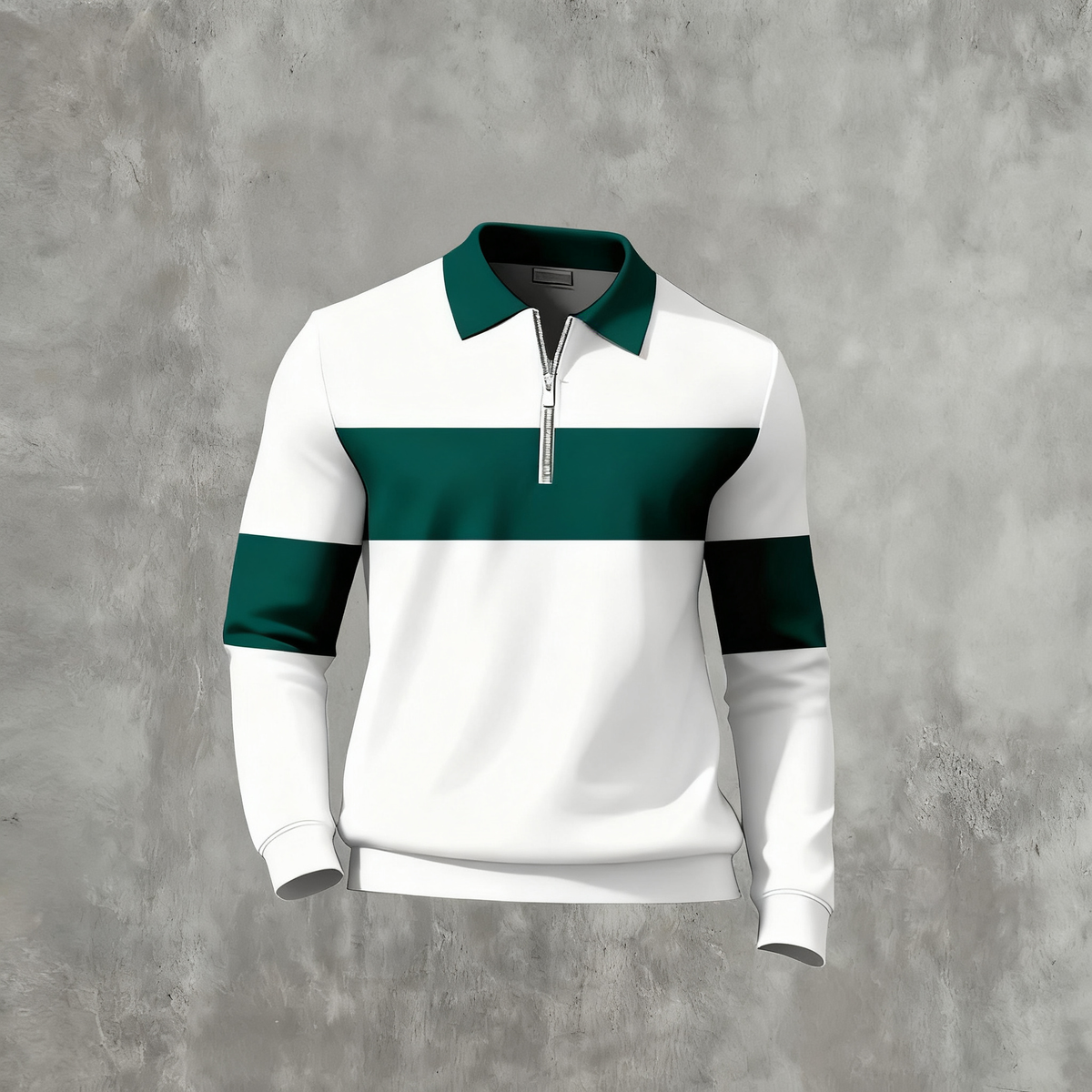 Men's Casual Color Matching Printed Long Sleeves Polo Shirts