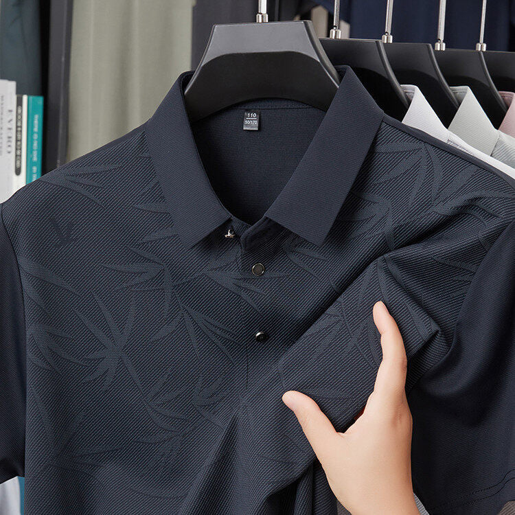 Men's Casual Printed Solid Color Short-Sleeve Polo Shirts (Runs Small | Size Up 1 Size）