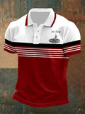 Men's I'm Fine Print Lapel Short Sleeve Polo Shirt