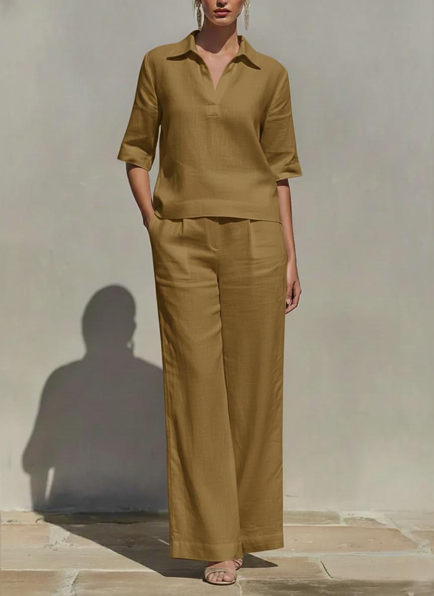 Clearance Sale🔥 Women's Solid Cotton Linen Two-Piece Set