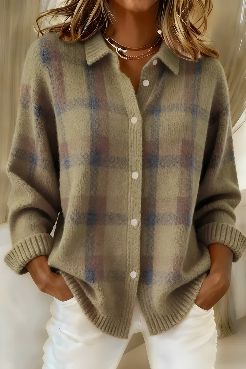 CLEARANCE SALE 🔥 Soft Knit Check Cardigan