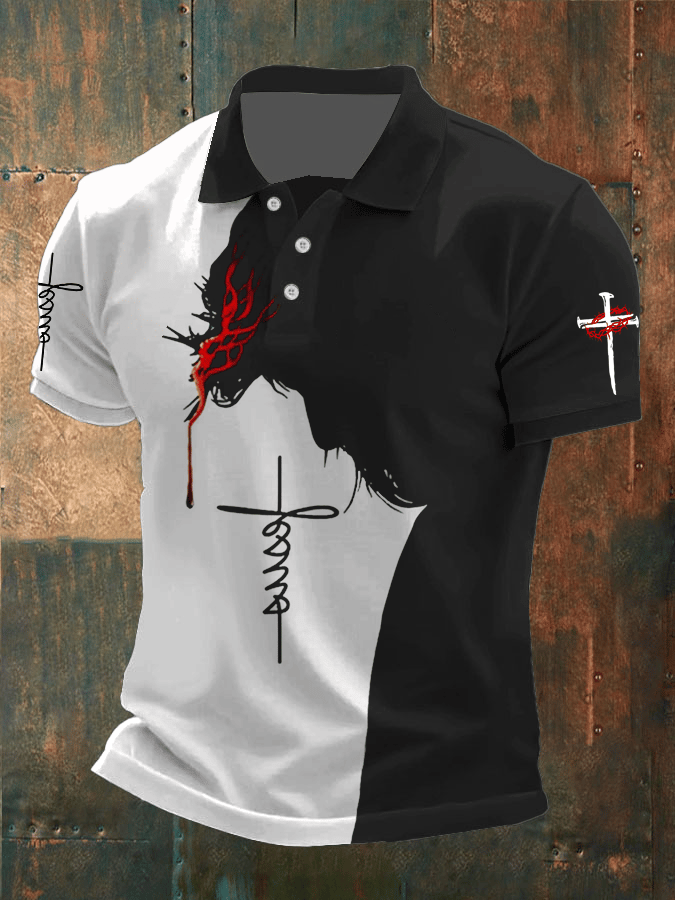 Men's Faith Printed Casual Polo Shirt