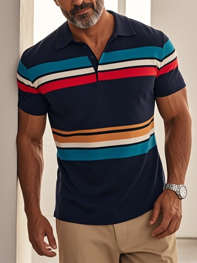 Men's Casual Fashion Color Block Short Sleeve T-Shirt