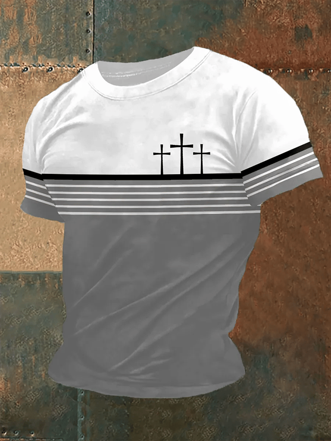 Men's Vintage Faith Cross Print T-Shirt