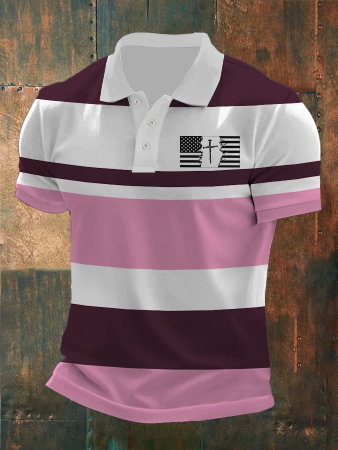 Men's Casual Contrast Color Faith Polo
