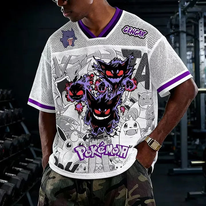 Pokémon Unisex Anime Retro Mesh Sports Jersey T-Shirt