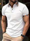 Men's Casual Checked Short Sleeve Commute Polo Shirt