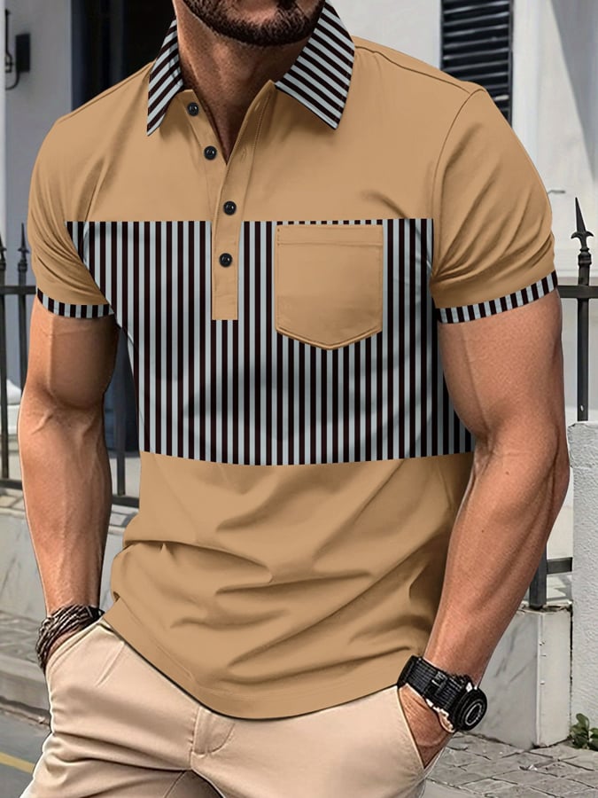 Men's Classic Color Match Casual Business Fashion Polo Shirt