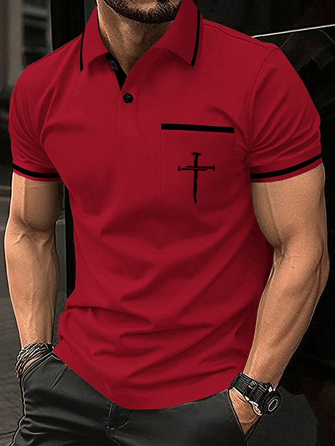 Men's Faith Printed Casual Polo Shirt (With Pockets)