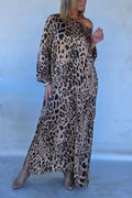 NEW🔥 Fashion Off Shoulder Leopard Print Dress