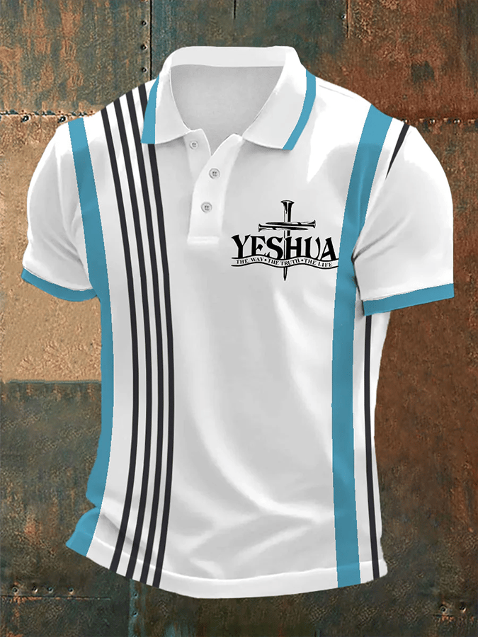 Men's Retro Faith  Casual Printed Polo Shirt