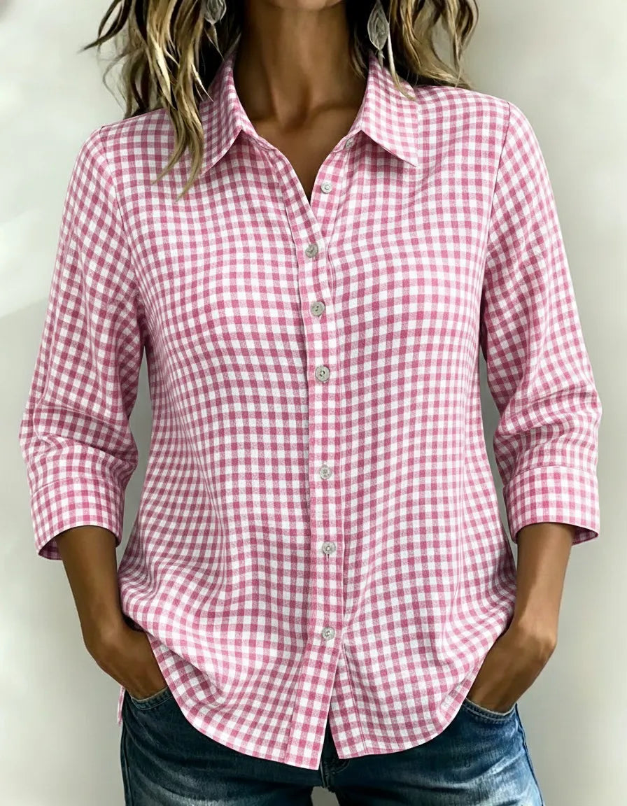 CLEARANCE SALE🔥 Women's Gingham Check Button-Down Shirt