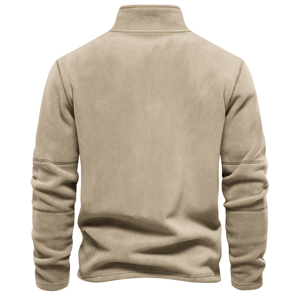 Men's Stand Collar Zip Long Sleeve Polar Fleece Sweatshirt 191597