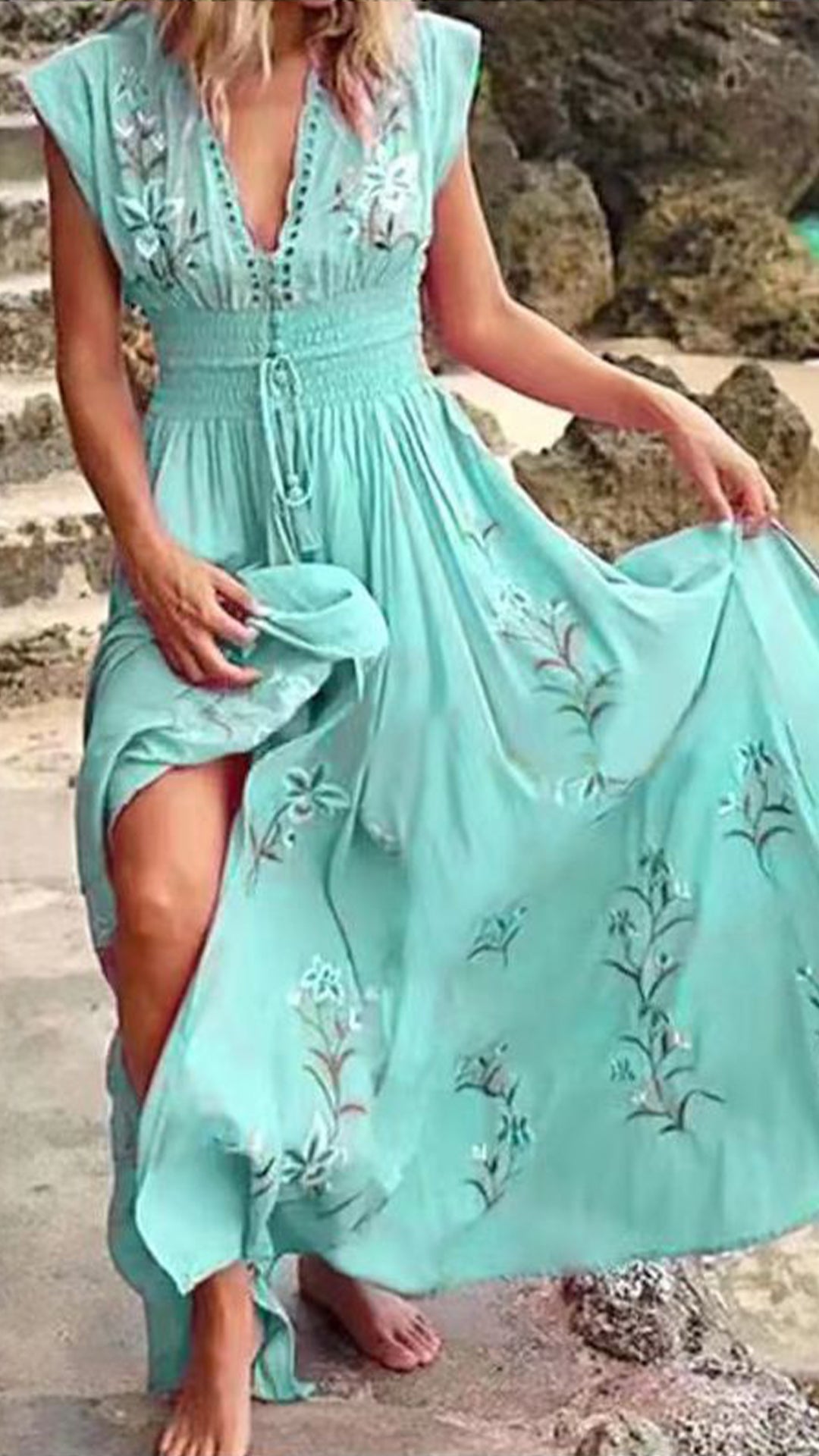 Women's   Floral  Cotton-Blend Maxi Dress
