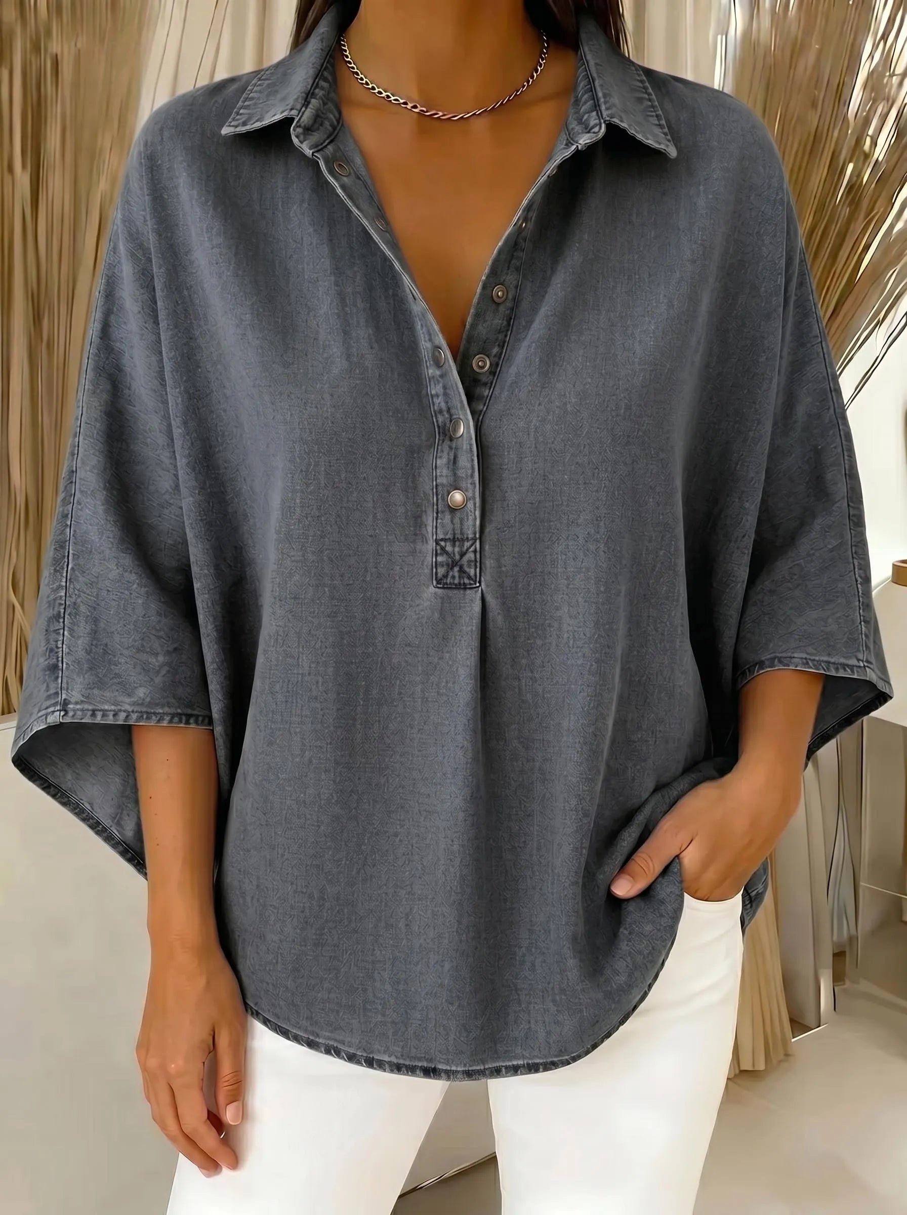 Denim Poncho Blouse