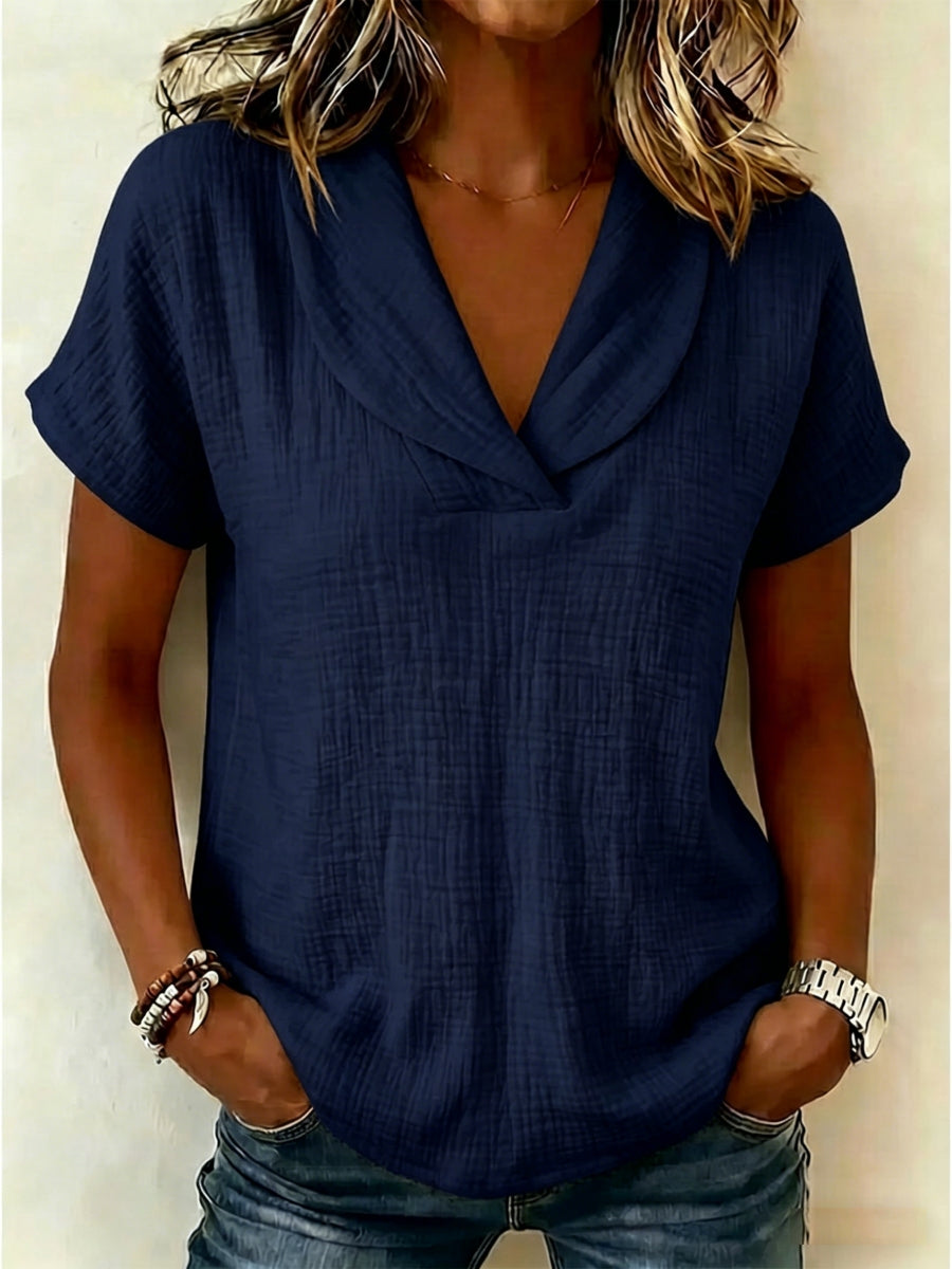 CLEARANCE SALE🔥 The "Cloud-Soft" Airy Linen-Texture V-Neck Blouse