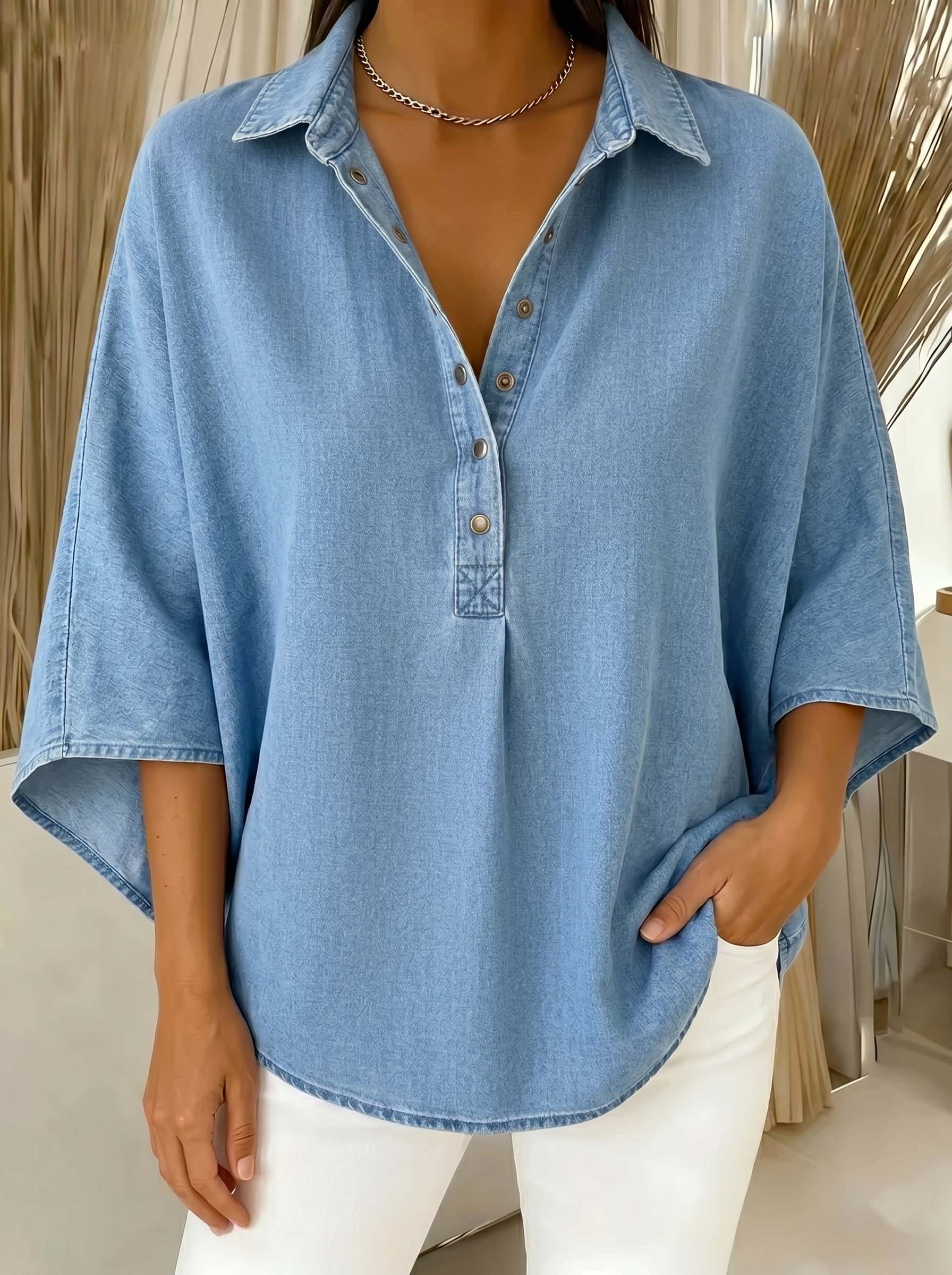 Denim Poncho Blouse