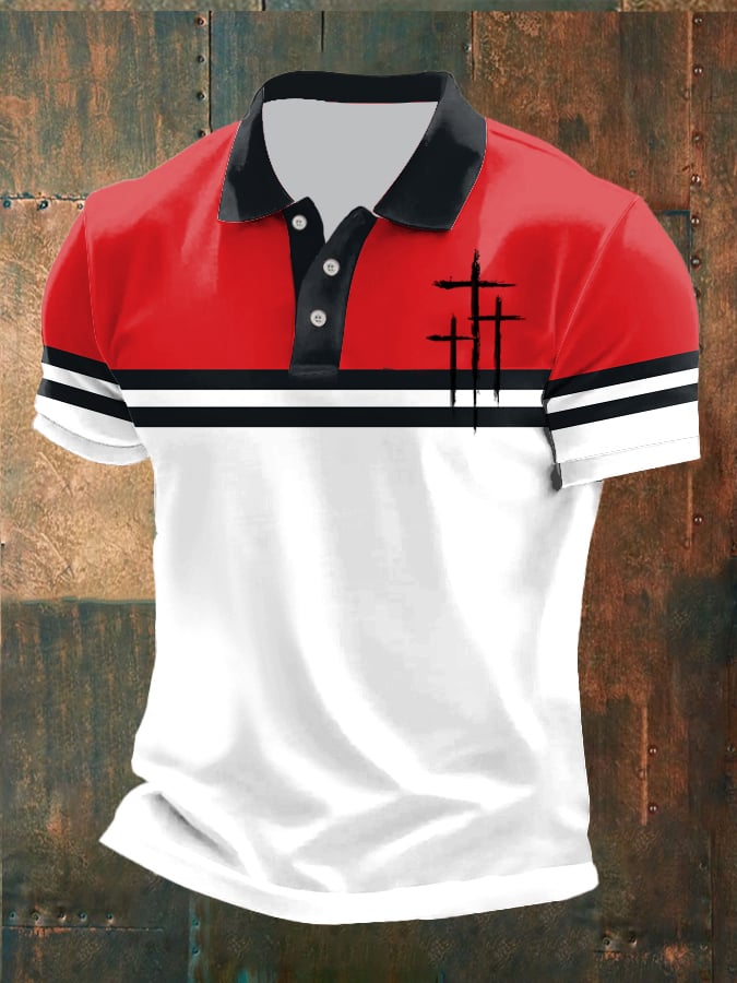 Men's Casual Contrast Color Faith Polo