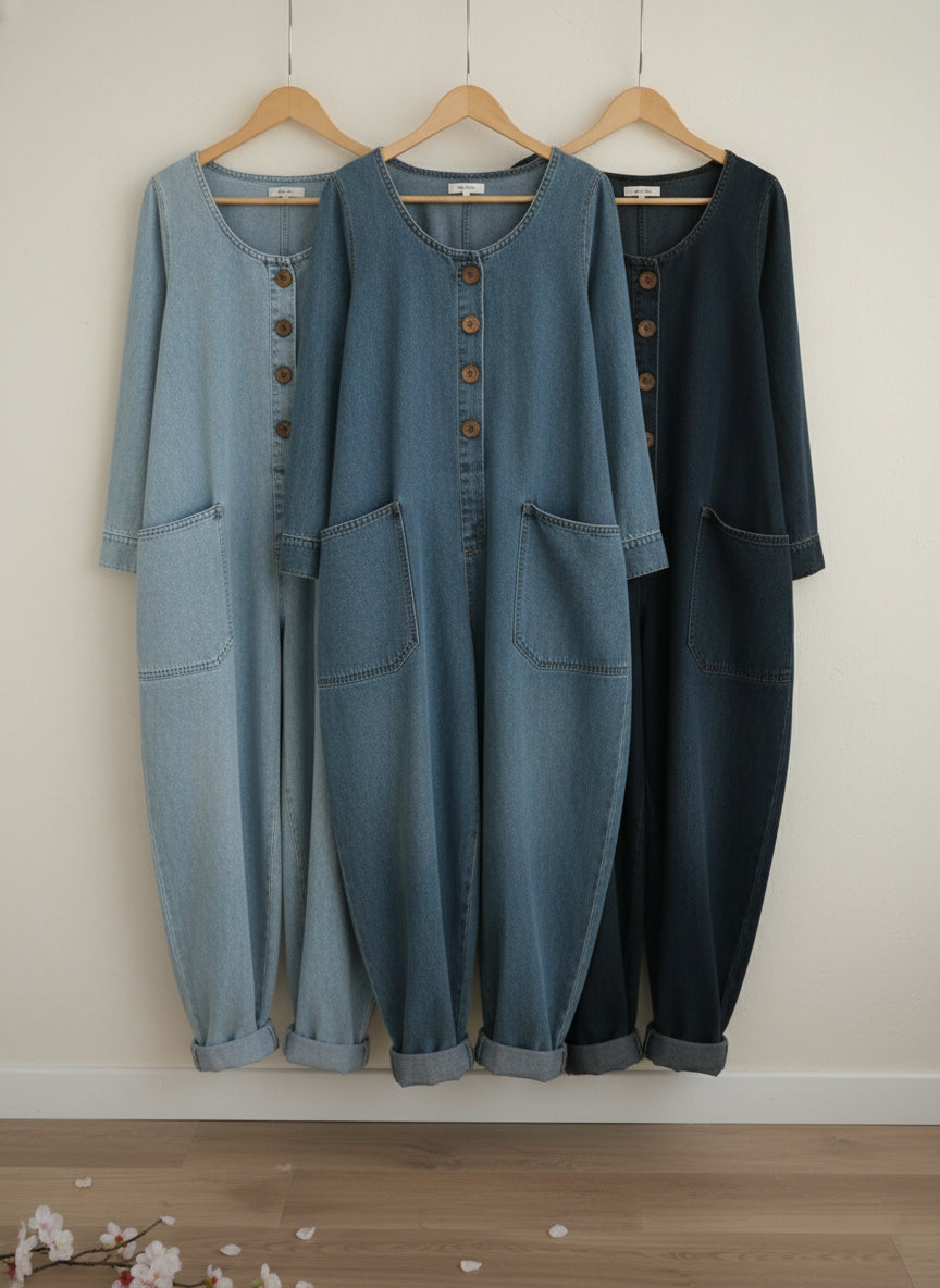 CLEARANCE🔥 Women's Casual Cotton Long Sleeves and Denim Jumpsuit