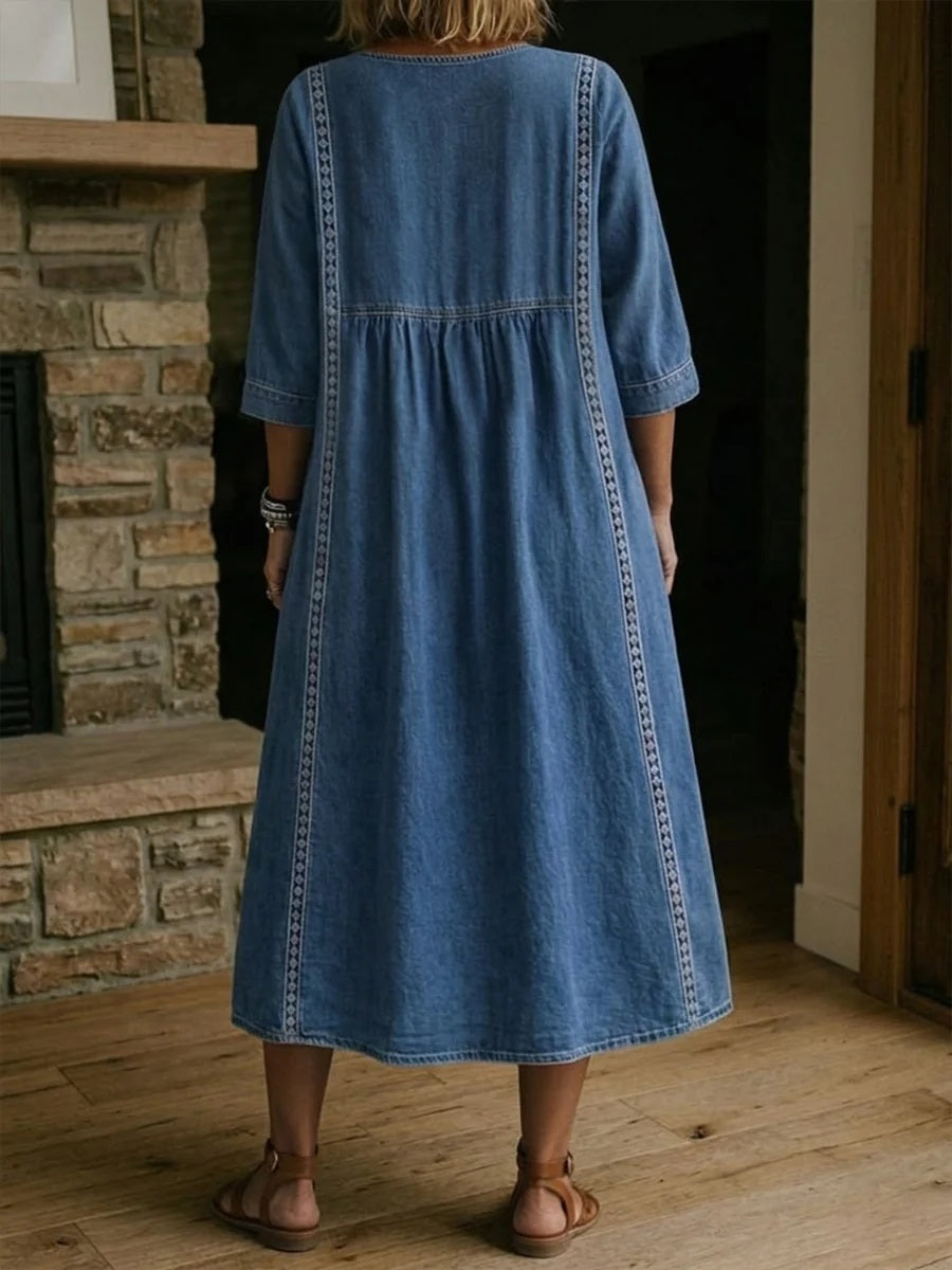 New Arrivals🔥 Women’s Vintage Lace Trim Denim Dress