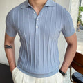 Men's Business Casual Polo Collar Geometric Printed Short-Sleeved Shirt