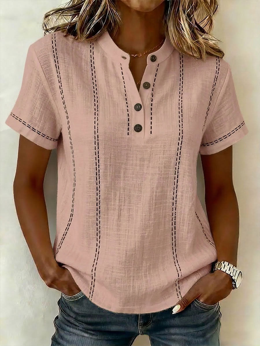CLEARANCE🔥 Women's V-neck Short-sleeve Casual Loose Cotton-linen Top