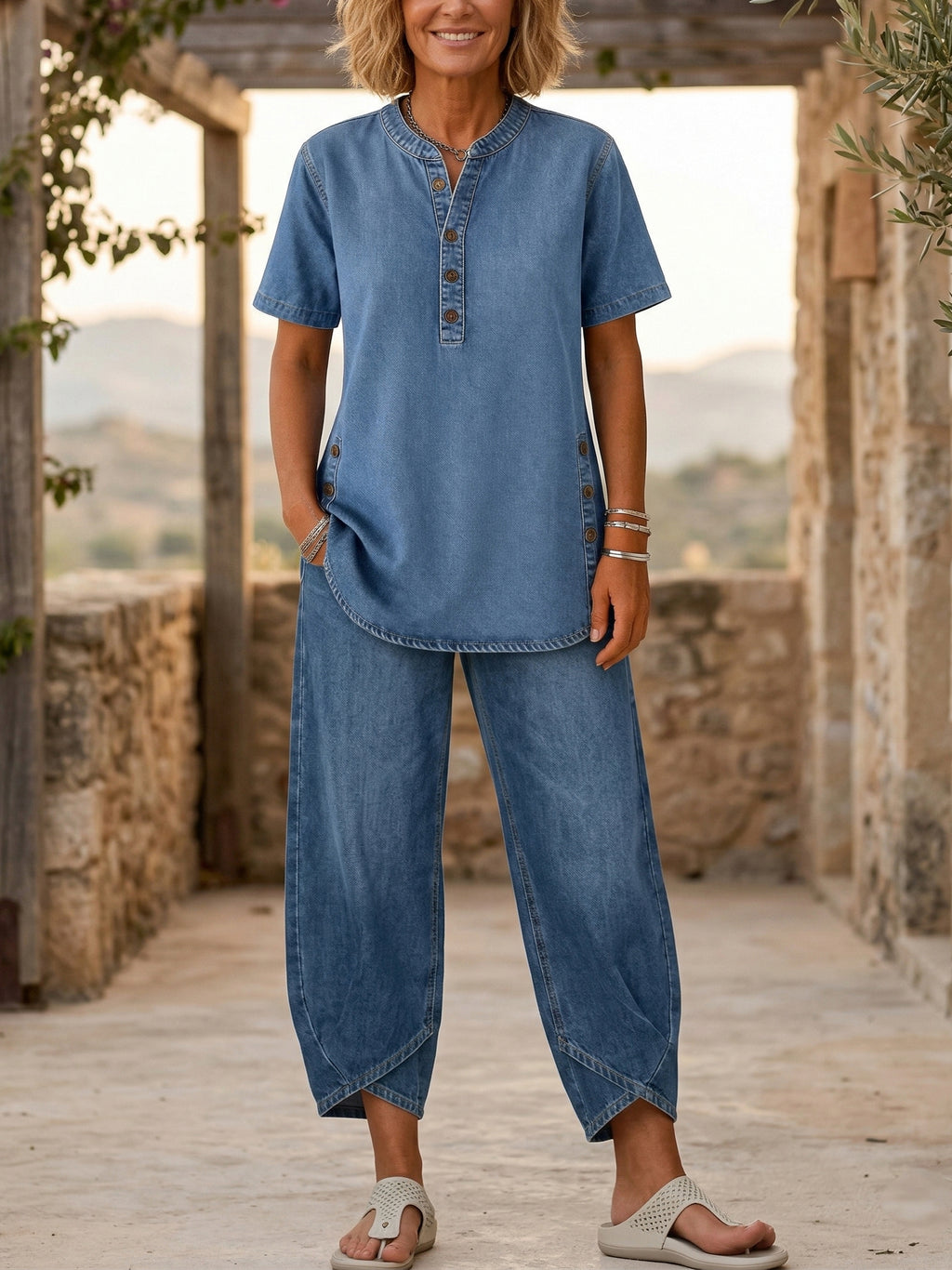New Arrivals🔥 Short-sleeve denim Two-piece set