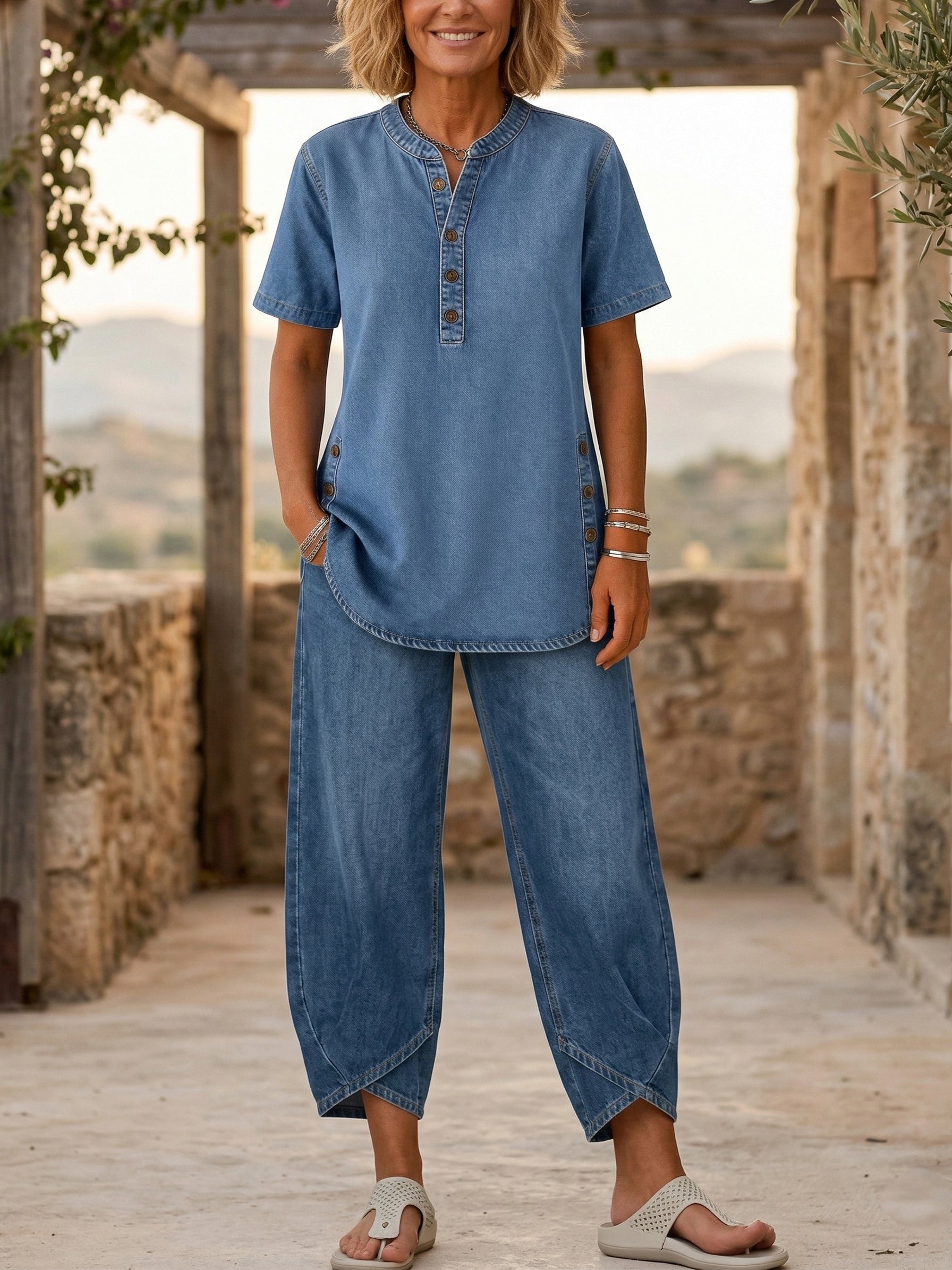 New Arrivals🔥 Short-sleeve denim Two-piece set