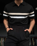 Men's Business Casual Polo Collar Geometric Printed Short-Sleeved Shirt 183345