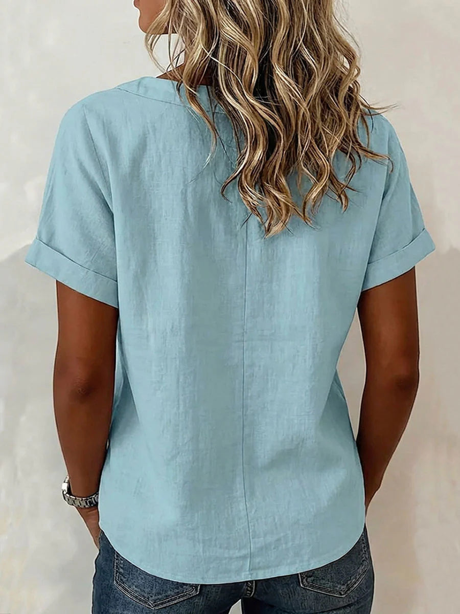 New Arrivals🔥 Women's Round-neck Short-sleeve Casual Loose Cotton-linen Tops