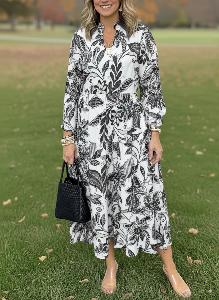 NEW🔥 V Neck Floral Vintage Print Dress