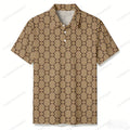 Men's Casual Brown Color Matching Retro Style Printed Short Sleeved Polo Shirt 201972