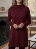 New Arrivals🔥 Women's Elegant Cowl Neck Soft Knit Long Sleeve Tunic Top - Relaxed Fit Fall Winter Pullover