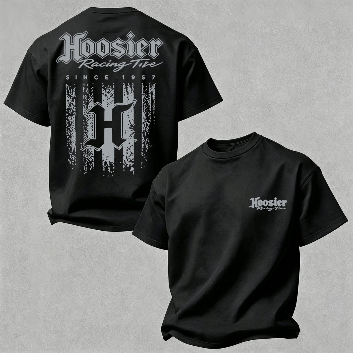 Silver-Gray Worn Striped Racing T-shirt