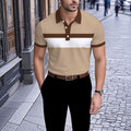 Men's Business Casual Polo Collar Geometric Printed Short-Sleeved Shirt