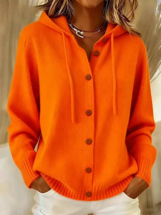 CLEARANCE SALE🔥 Women's Casual Plain Hooded Knit Cardigan