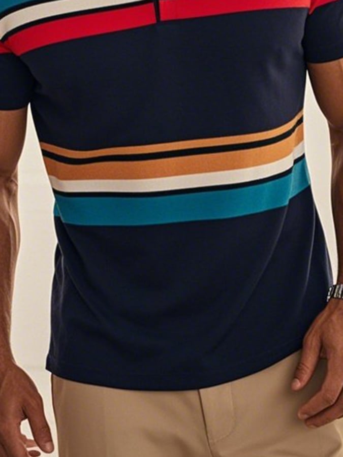 Men's Casual Fashion Color Block Short Sleeve T-Shirt