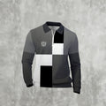 Men's Casual Color Matching Printed Long Sleeves Polo Shirts