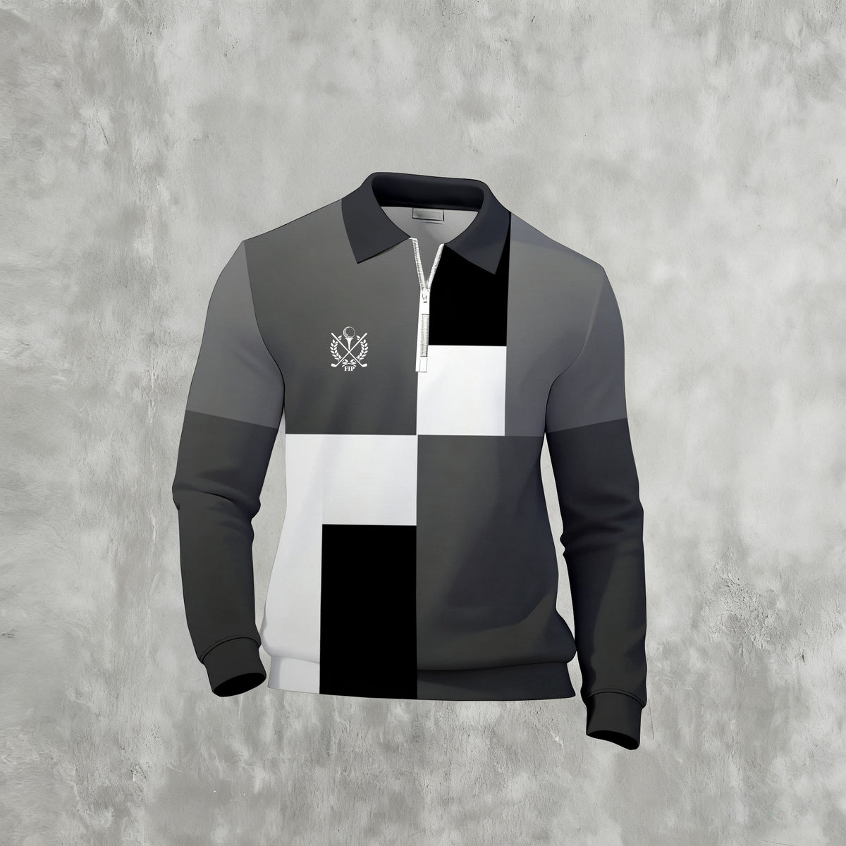 Men's Casual Color Matching Printed Long Sleeves Polo Shirts