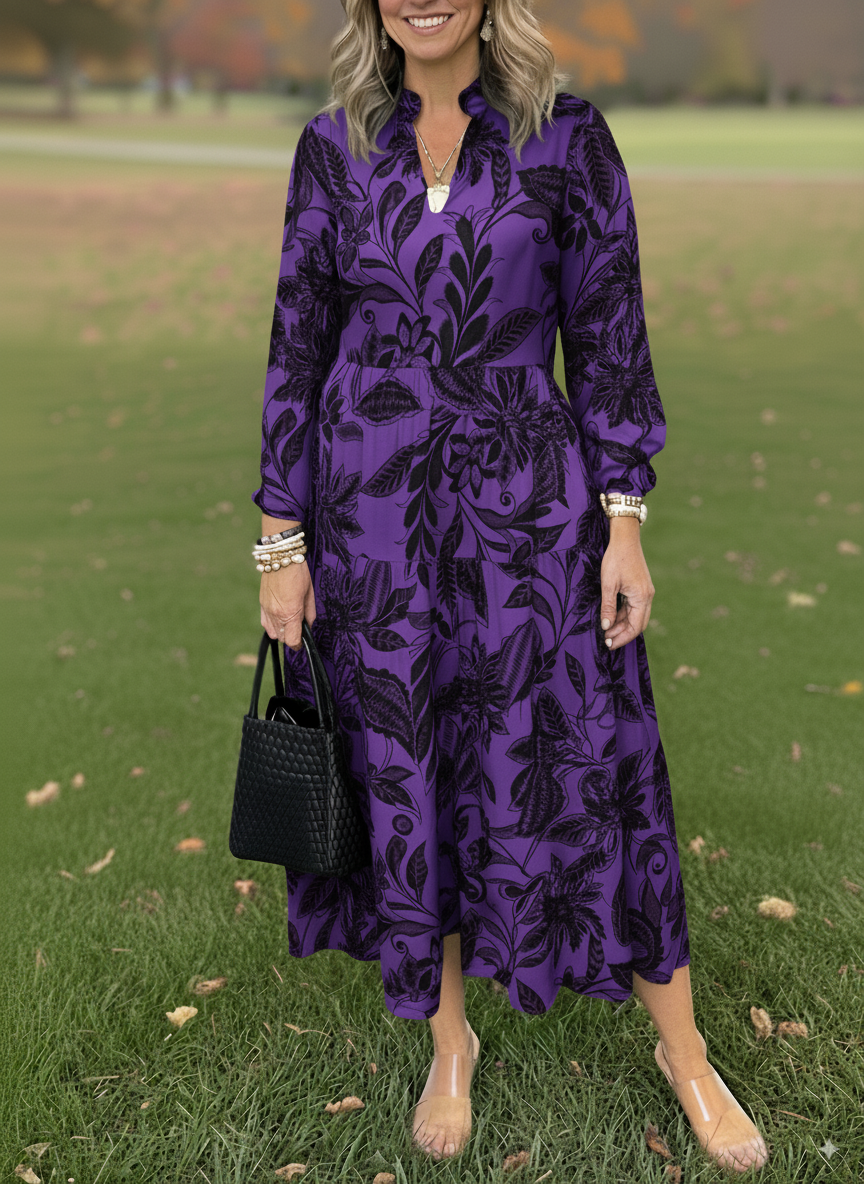NEW🔥 V Neck Floral Vintage Print Dress