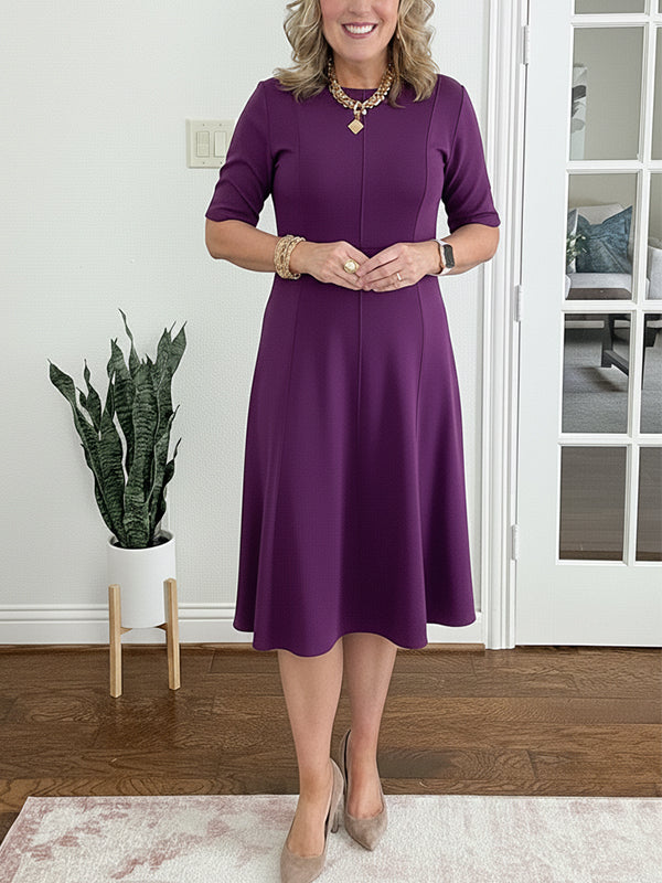 NEW🔥 Crew Neck Vertical Striped Elegant Dress
