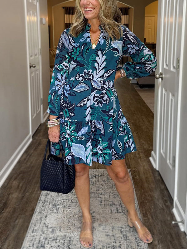 NEW🔥 V Neck Floral Vintage Print Dress