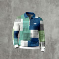 Men's Casual Color Matching Printed Long Sleeves Polo Shirts