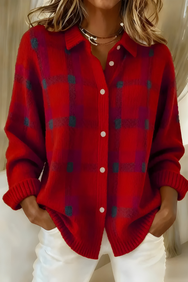 CLEARANCE SALE 🔥 Soft Knit Check Cardigan