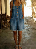 Women's Casual Denim Jumpsuit With Adjustable Buckle