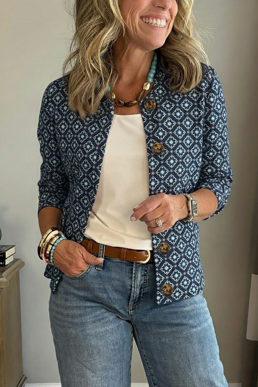 New Arrivals🔥 Vintage Printed Round Neck Casual Cardigan