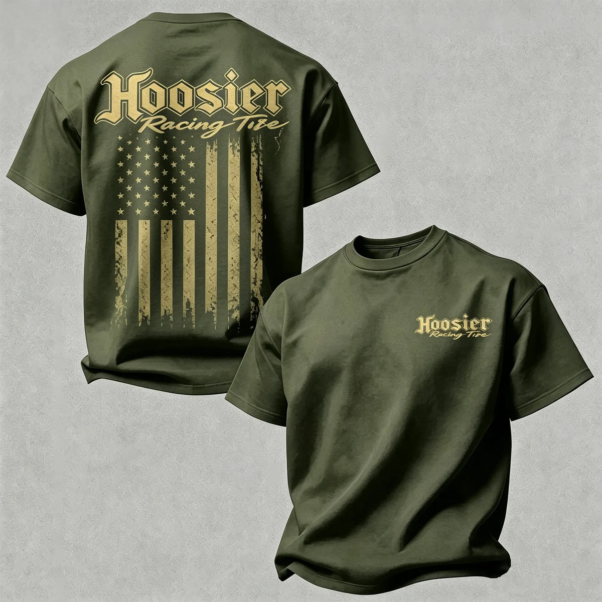 Retro American Flag Racing Print T-Shirt