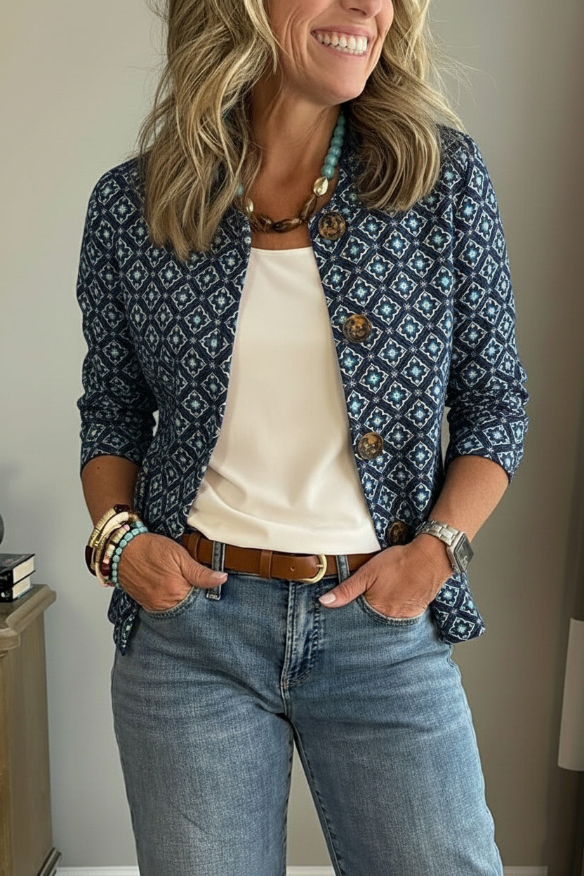 New Arrivals🔥 Vintage Printed Round Neck Casual Cardigan